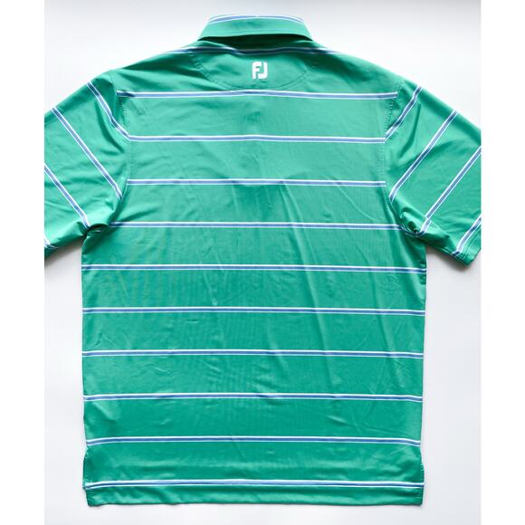 Men's FootJoy Green and Blue Striped Performance Polo Shirt Size Large - Picture 4 of 7